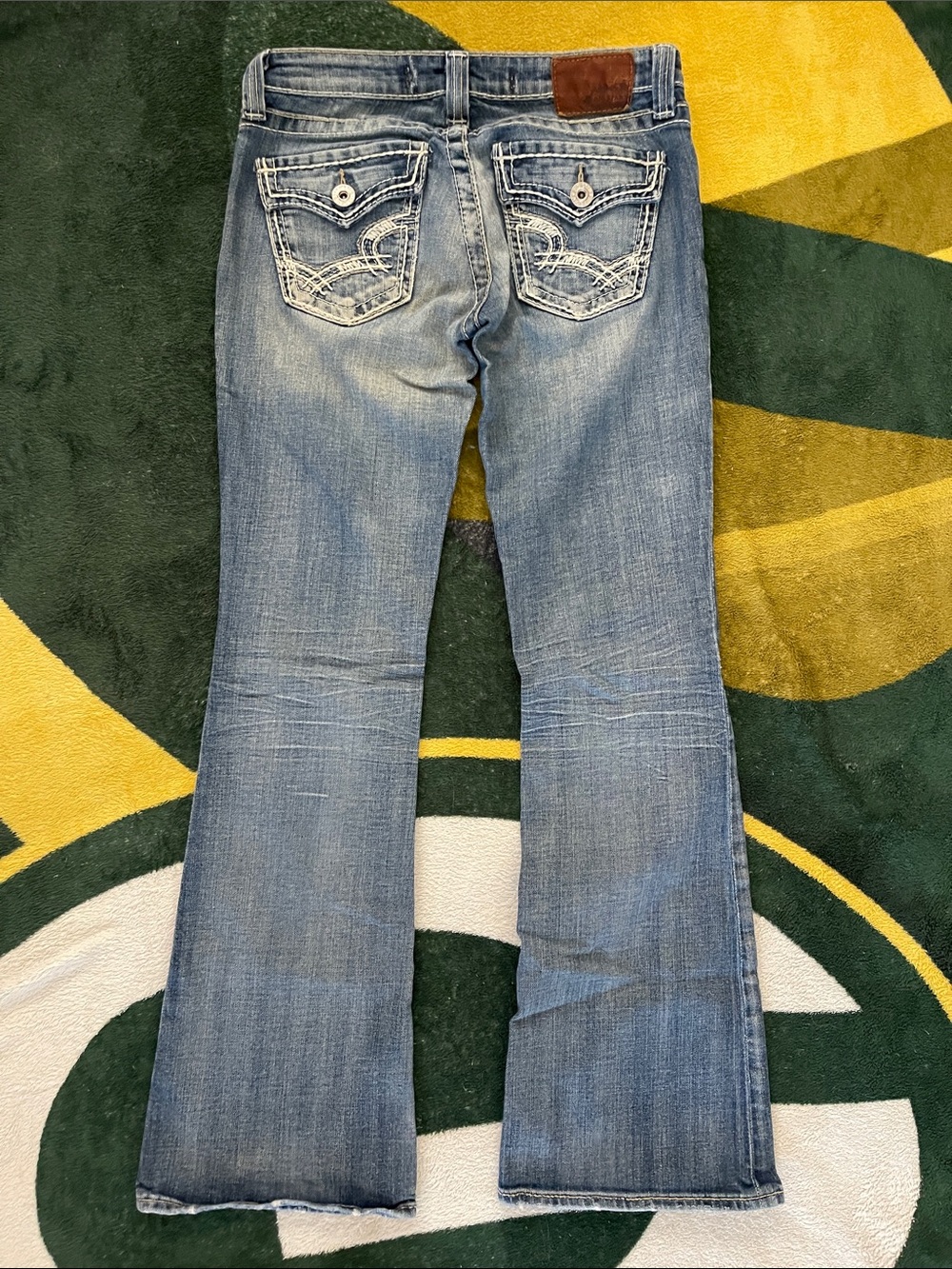 Big Star Light Blue Flare Jeans with Embroidered Back Pockets size 27R